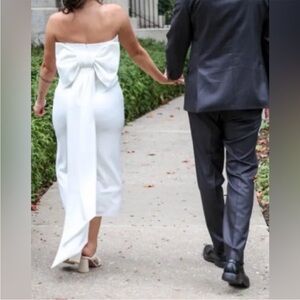 NWT Lulus Fabulous Phenomenon White Strapless Bow Midi Dress